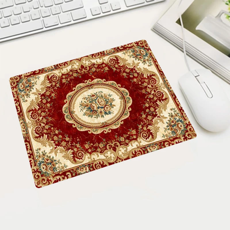 A Persian pattern gaming mousepad durable small non-slip rubber table pad retro style office keyboard mat computer keyboard mats