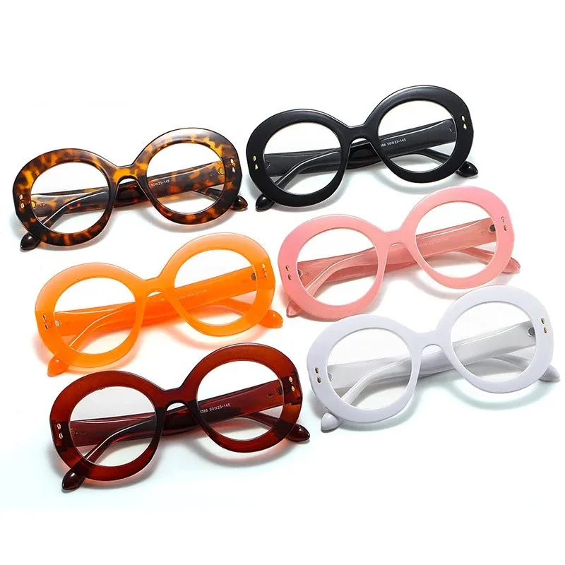 Women Trendy Round Oversized Optical Lenses Colorful Eyeglasses Frames For Ladies Glasses Fashion Sunglasses Female Eyewear