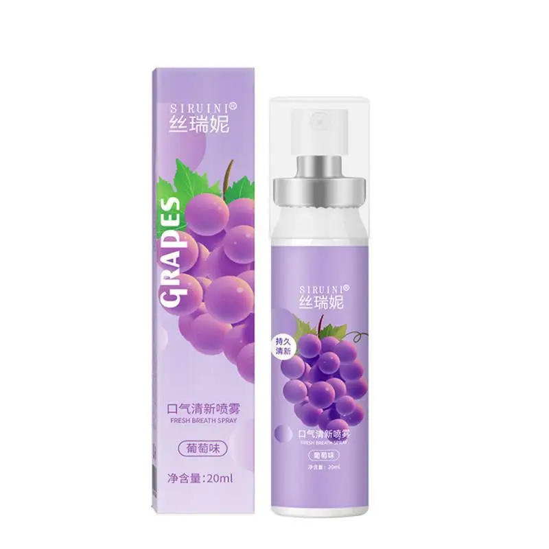 Deodoranti per l'alito da 20ML sapore di frutta fresca Spray orale duraturo fresco per rimuovere l'alitosi pesche aroma di menta Spray per l'igiene orale