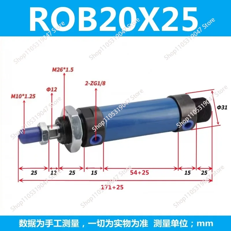 Bore 20mm Stroke 25/50/75/100/200mm Mini Cylinder ROB Hydraulic Cylinder, Round Hydraulic Cylinder 14MPa