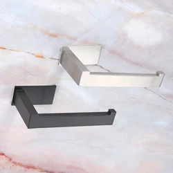 1pc Stainless Steel Toilet Paper Holder Self-Adhesive Tissue Roll Rack Silver Black No-drill Bathroom Acccessories Home Hotel