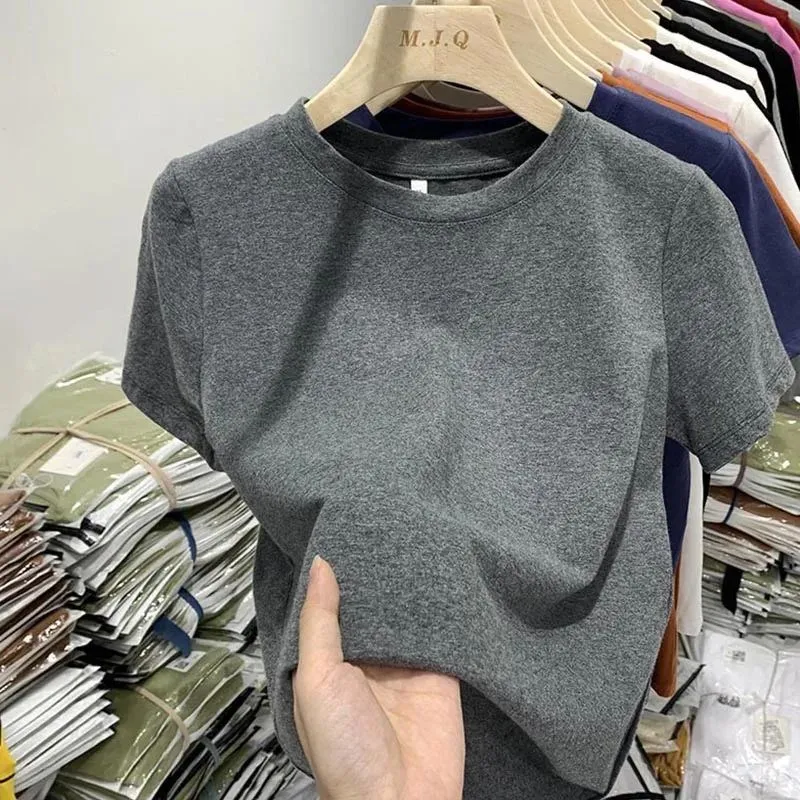 Camiseta feminina de algodão para meninas ops tirt casual confortável roupas femininas verão faion material macio