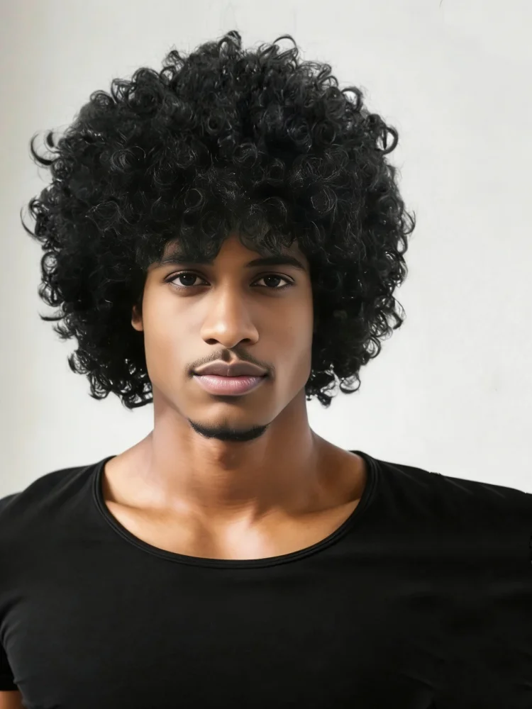 Synthetisch Krullend Haar Pruiken Disco Hippie Rock Punk Afro Pruiken Mannen Vrouwen Party Halloween Cosplay Haar Caps Headcover Zonder Bril - afbeelding 2