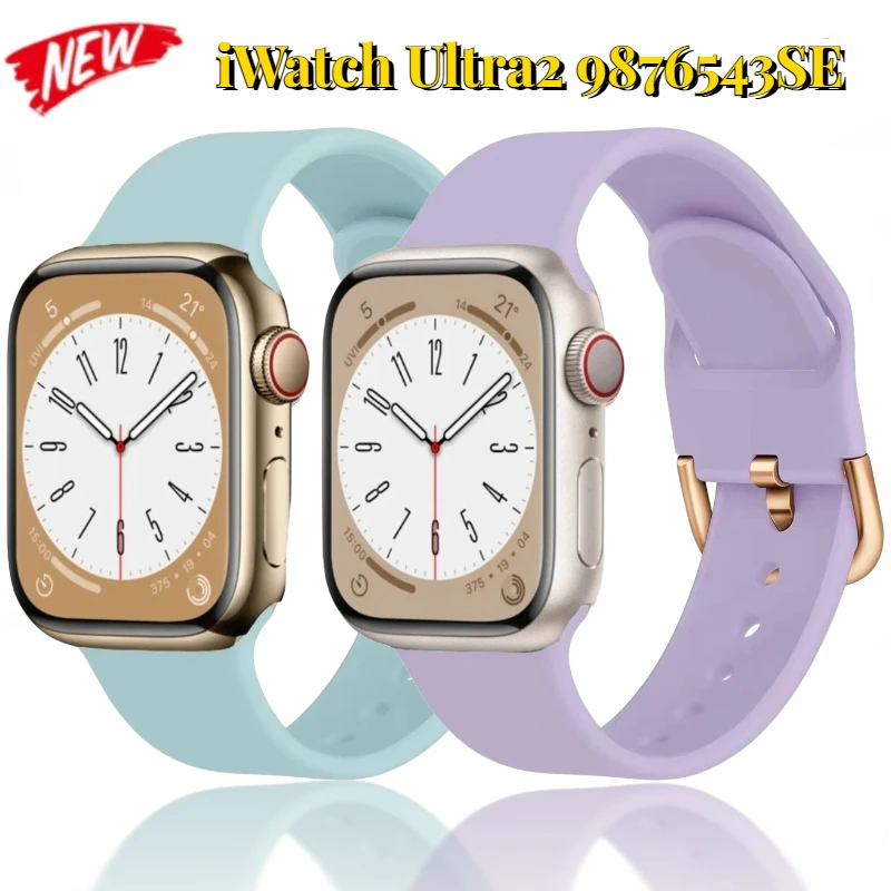 สายซิลิโคนสําหรับ Apple Watch Ultra 2/1 49 มม.10 9 8 7 42 มม.46 มม.45 มม.41 มม.สายรัดข้อมือสําหรับ IWatch 6 5 4 SE 44 มม.40 มม.เข็มขัด