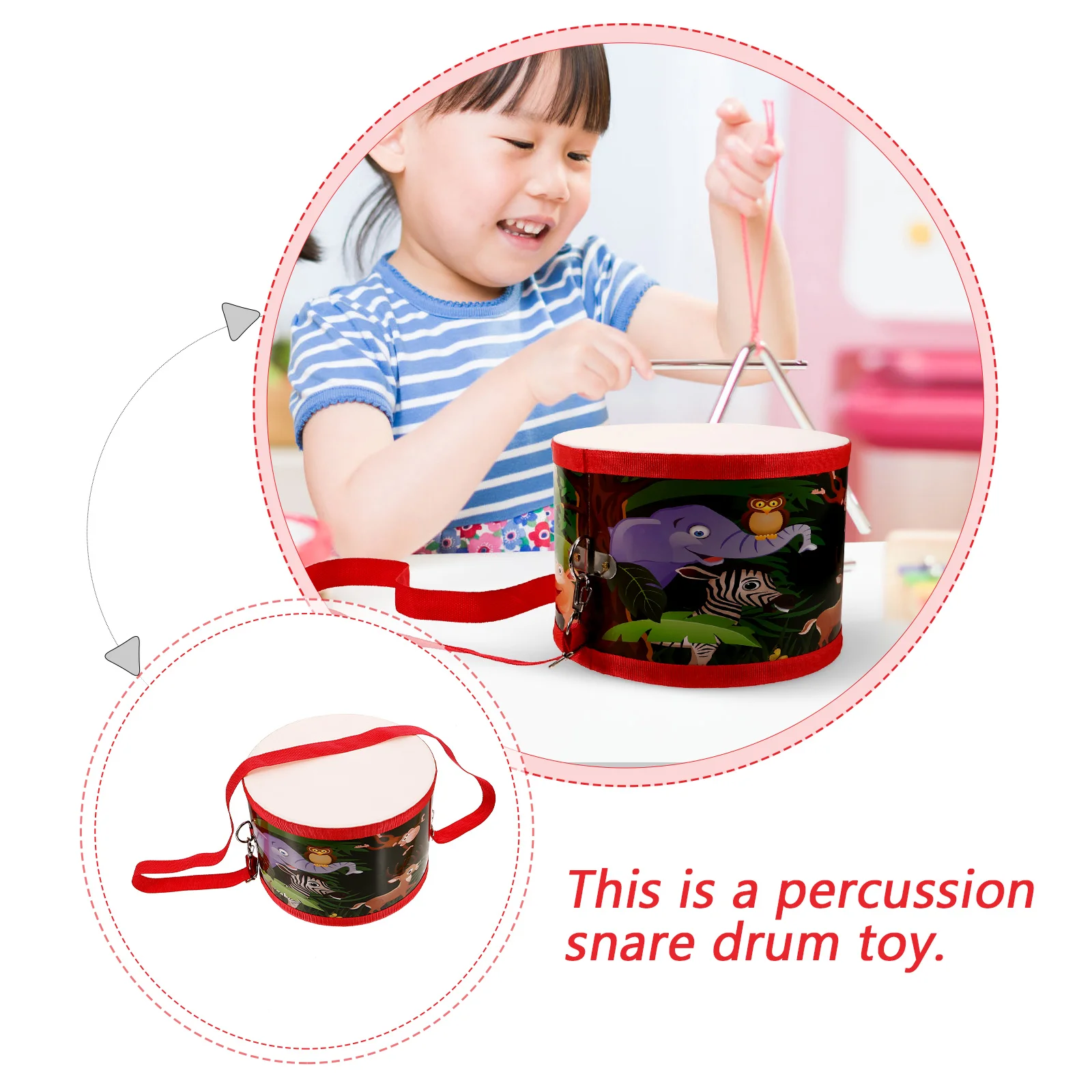 

1 set 1 Set Snare Drum Music Instrument Drum Set With Sticks Durable Educational Percussion For Hand Brain