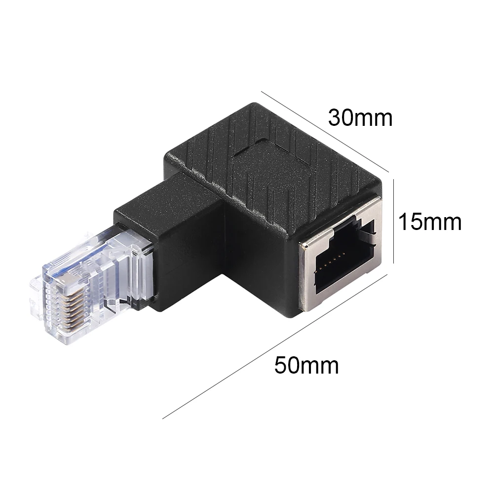 RJ45 ชายหญิง Converter 90 องศาอะแดปเตอร์ LAN Ethernet Connector