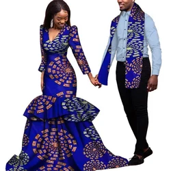 African Couples Clothing Women Outfits African Clothes for Couples 2025 Brand Long Sleeve Fitted Mens Dress Shirts Wedding Party