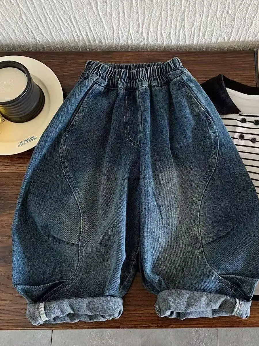

Spring New Sle Boys' Wide Leg Jeans Children's Long Pants Casual Trousers Comfortable Polyester Fiber Baby Boys' Clothes