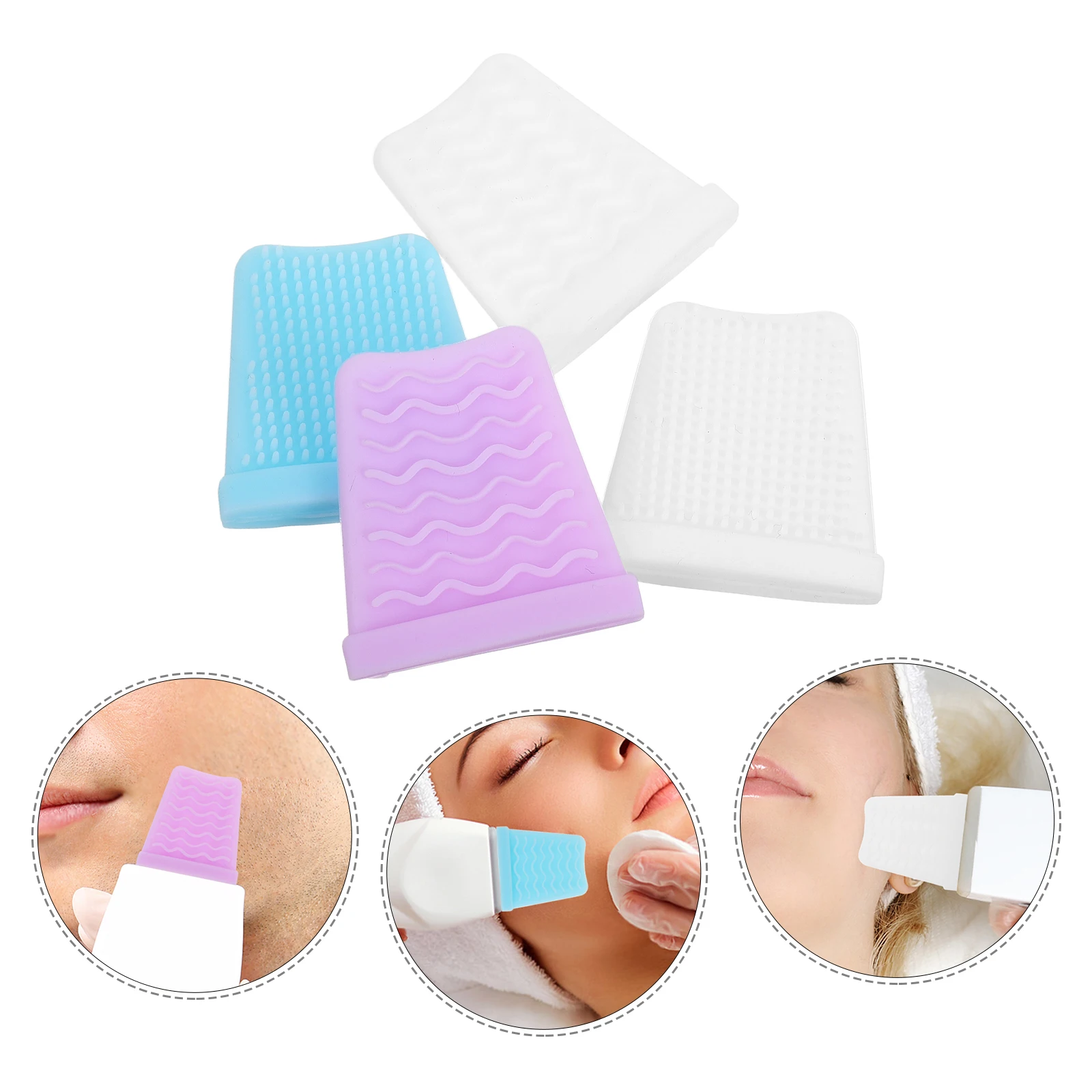 4 قطعة مكشطة الجلد سيليكون يغطي الأكمام الواقية أداة إزالة الوجه ملعقة نظيفة لوحة حامي الوجه الغسيل الملحقات