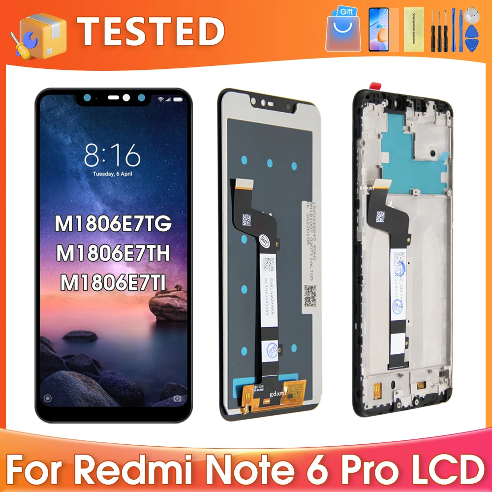 6.26''For Xiaomi Redmi Note 6 Pro For Redmi Note 6 M1806E7TG LCD Display Touch Screen Digitizer Assembly Replacement