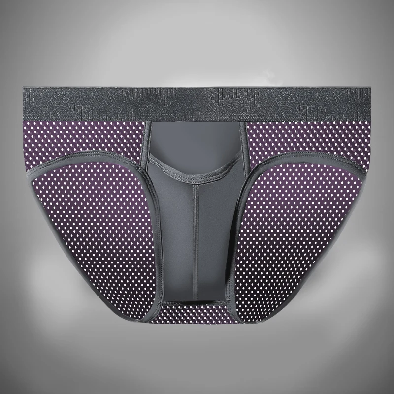 

Отдельное нижнее белье в форме пули для мужчин, сексуальные U-выпуклые трусы, поддержка мошонки из ледяного шелка, шорты с варикозным расширением вен