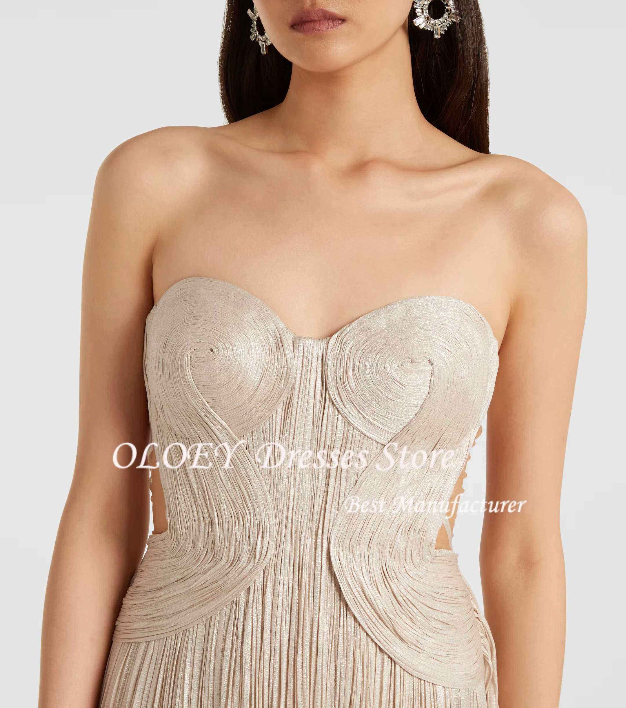 OLOEY 2026 vestido de noche Maxi plisado sin tirantes, vestido Formal de fiesta de boda, vestido de fiesta de Dubái personalizado moderno