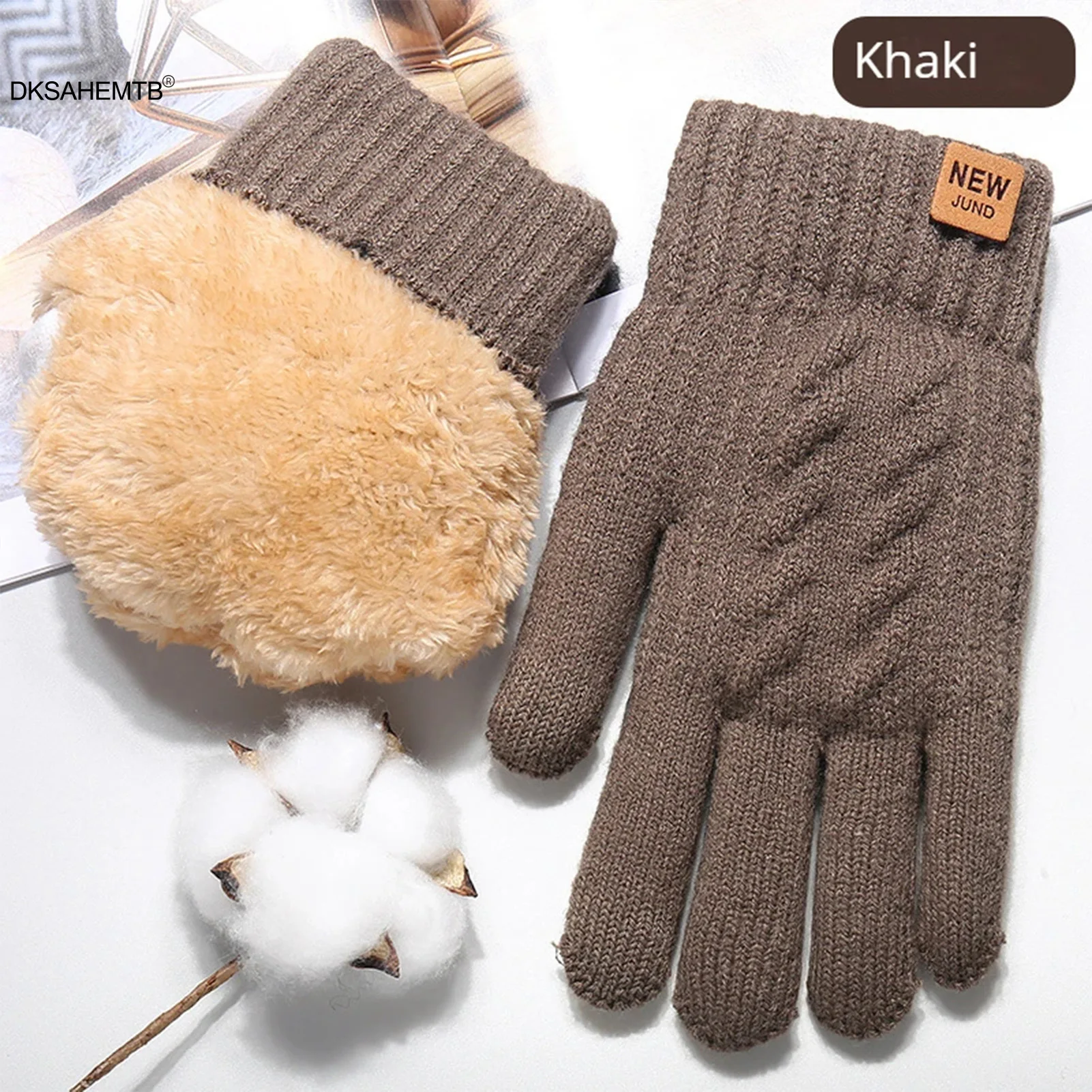 Winter Thickened Warm Gloves Convenient Touch Screen Full Finger Cycling Gloves Outdoor Camping Hiking Travel Knitted Warm Glove