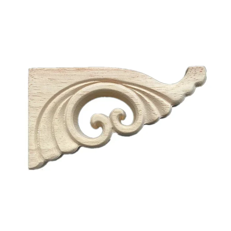 2PCS Wood Carved Corner Onlay Applique Frame Door Decorate Wall Doors Furniture Decorative Modern Figurines Wooden Miniatures