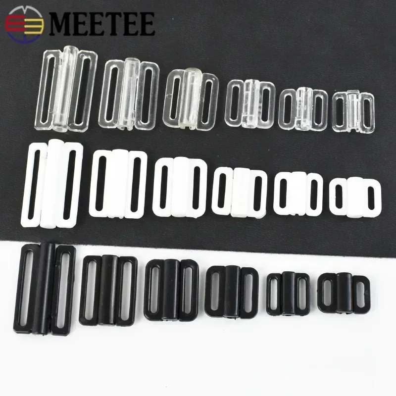 100Sets Meetee 8-25mm Plastic Bra Buckles Swimwear Adjust Front Closure Clip Bikini Clasp DIY Sewing Underwear Accessories