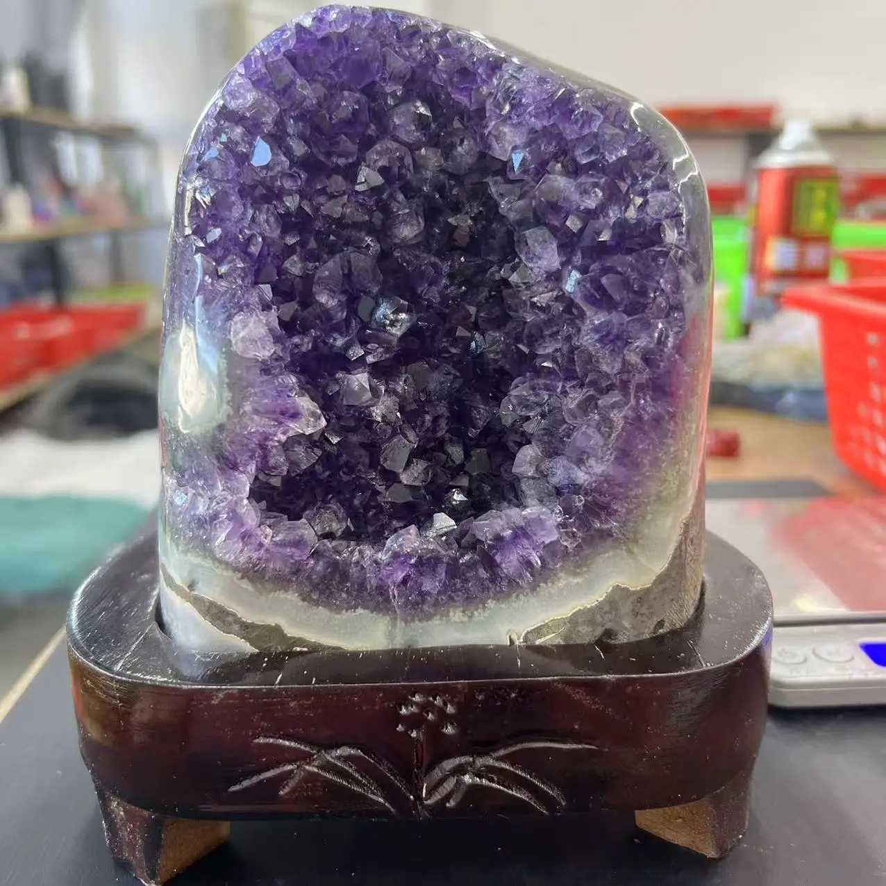 2127g 12.5cm  Natural Uruguay Dream Amethyst Quartz Crystal Cluster stand+have base