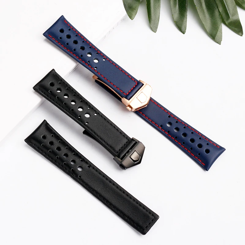 For Tag Heuer Monaco Series CAW218E CBL2115 Genuine Cowhide Leather Watchband for Men Folding Buckle Style Watch Strap 22mm Soft