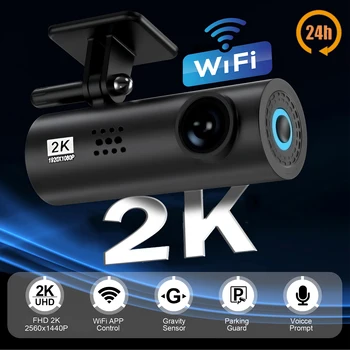 2K 자동차 대시 캠 DVR 레코더 자동 레코더 APP 제어 블랙 박스 WIFI 음성 24h 주차 모니터링 기능 자동차 액세서리