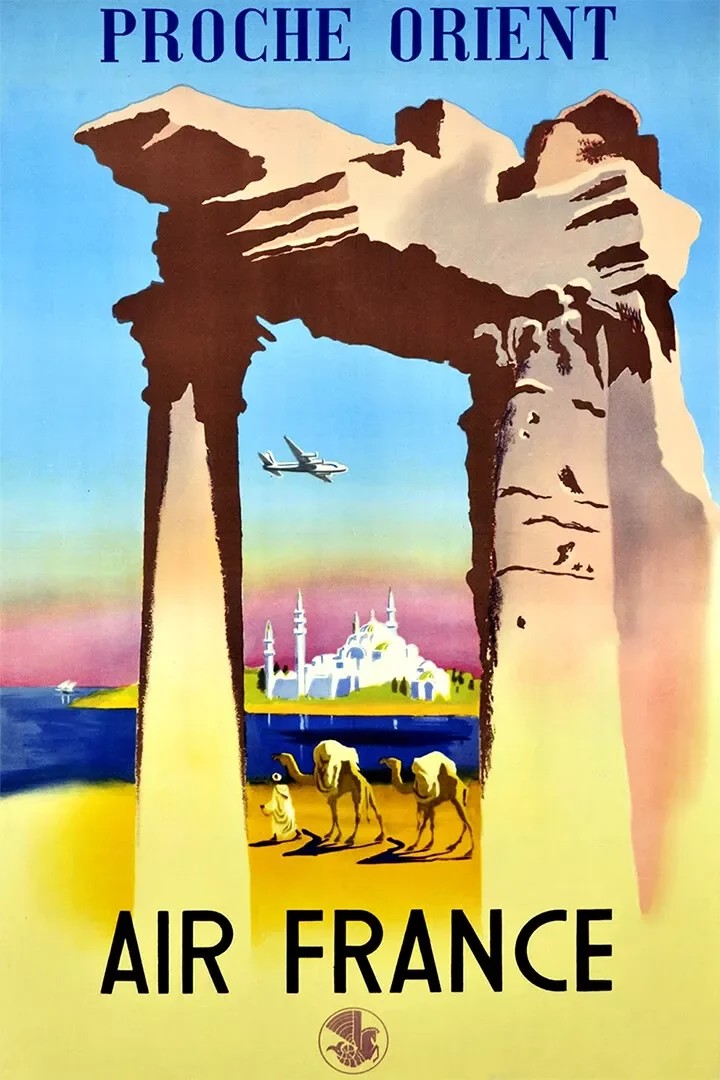 

Proche Orient Air France Travel Visit Vintage Print Art Canvas Poster for Living Room Decoration Home Wall Decor Picture