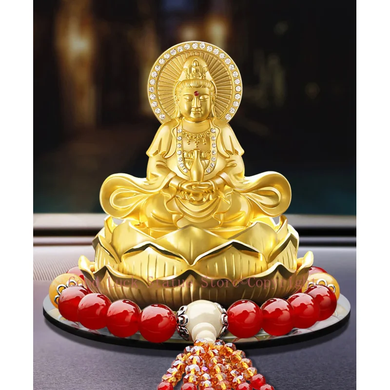 

TOP GOOD # HOME OFFICE SHOP CAR Talisman Protection # bless GOOD LUCK Safe High-grade gold Guanyin Buddha FENG SHUI statue