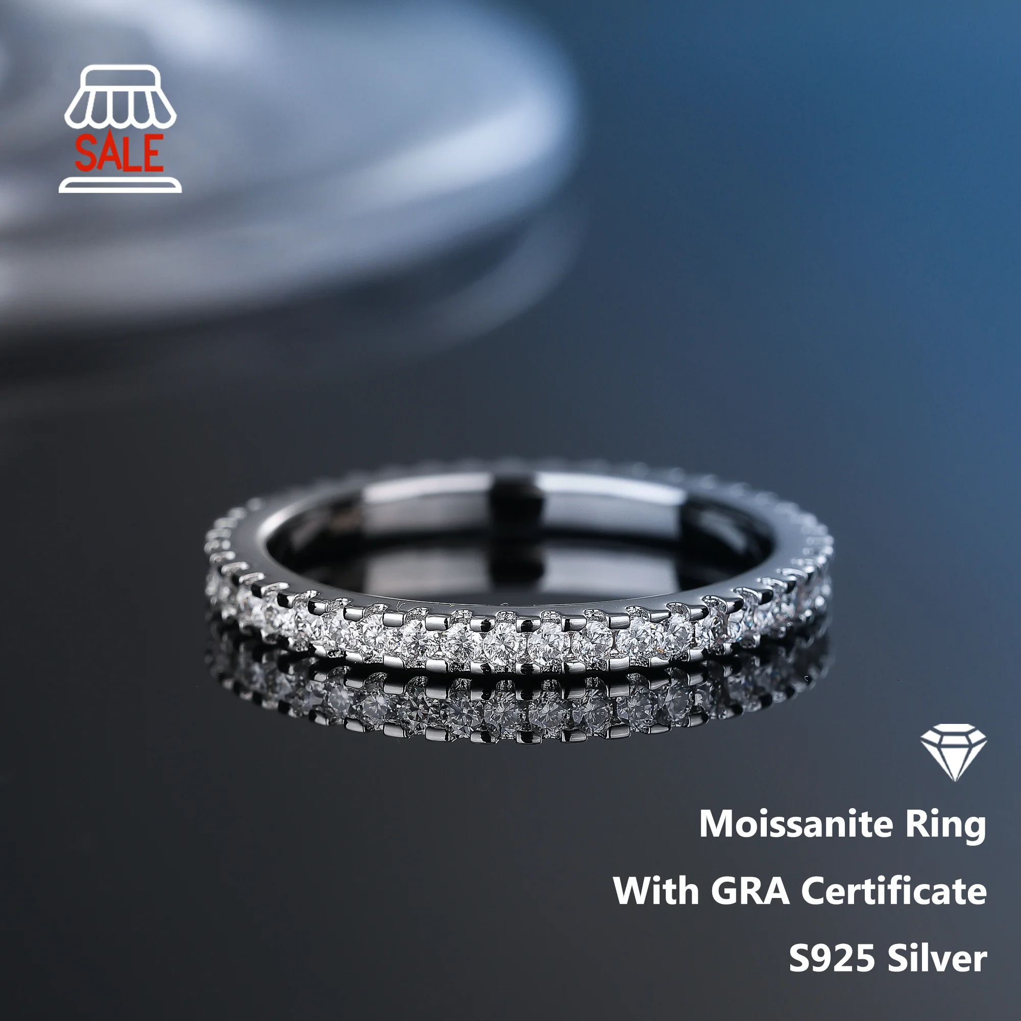 

[Discount] D Color Moissanite Ring 925 Sterling Sliver With GRA Certificate Eternity Band Wedding Engagement Rings For Women