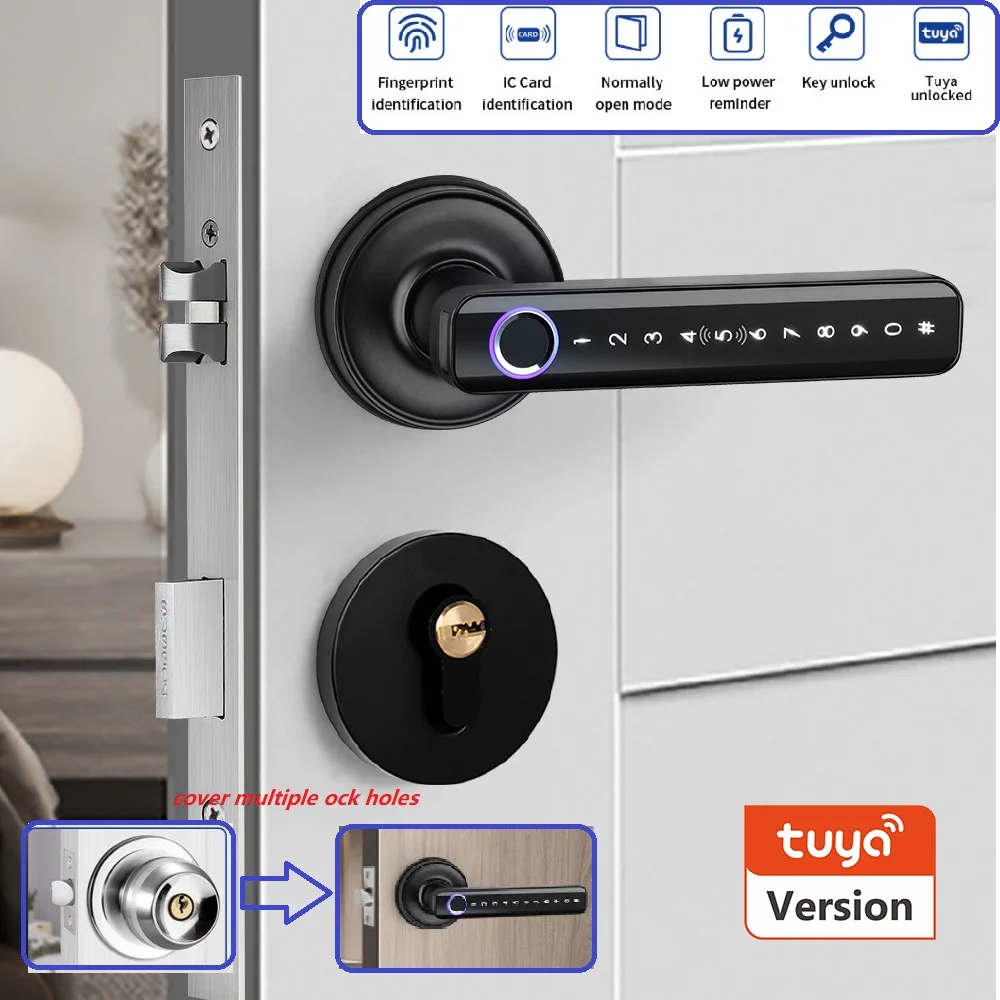 

Умная рычажная ручка без ключа, электрический биометрический дверной замок с отпечатками пальцев для спальни, офиса