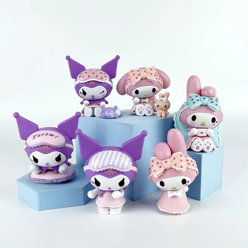 Kuromi Sanrio My Melody Blind Box Torba niespodzianka Lucky Pajamas Seria zabawek Śliczny model postaci Kolekcja dla fanów Zabawka