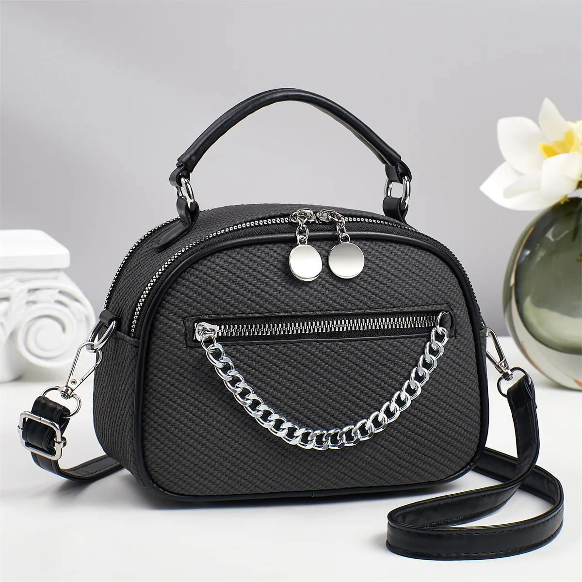 

Роскошная сумка со змеиным принтом 2025 года — женская круглая сумка через плечо, модная сумка через плечо для работы и повседневного использования