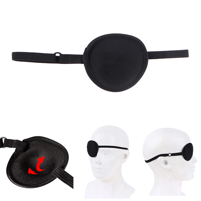 Pirate Eye Patch Unisex Black Single Eye Patch Eyepatch One Eye Washable Adjustable Concave Eye Patch Kid Pirate Cosplay Costume