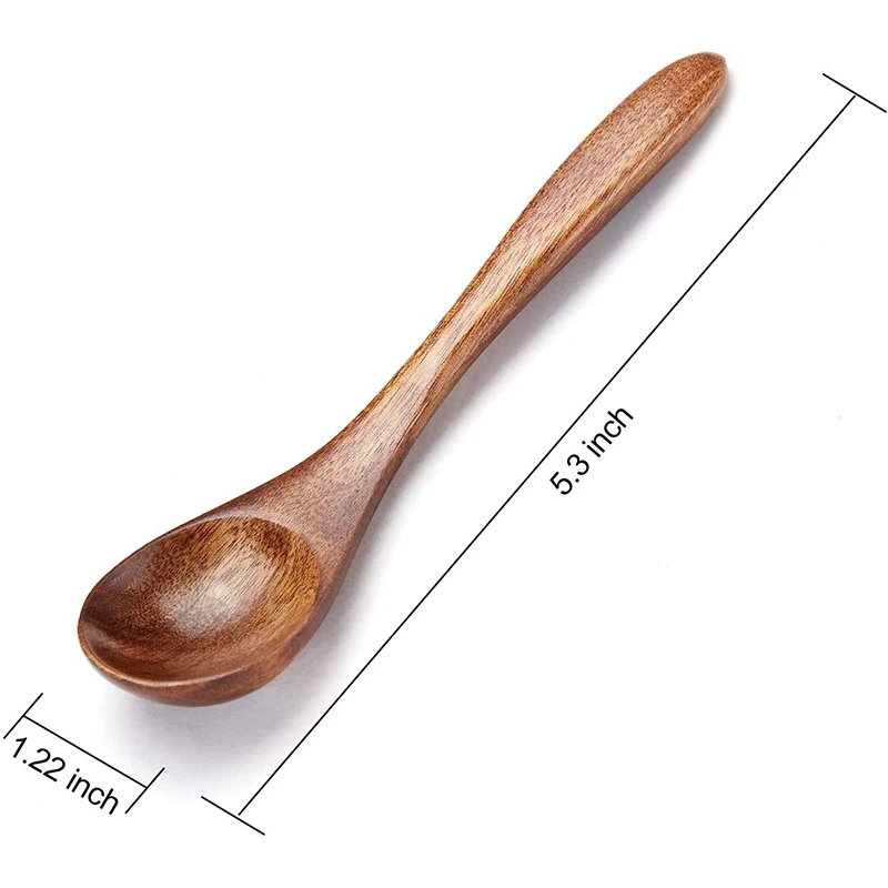 Small Wooden Spoons, 6Pcs Wooden Teaspoon for Cooking Small Condiments Spoon, Mini Wooden Honey Spoon for Daily Use