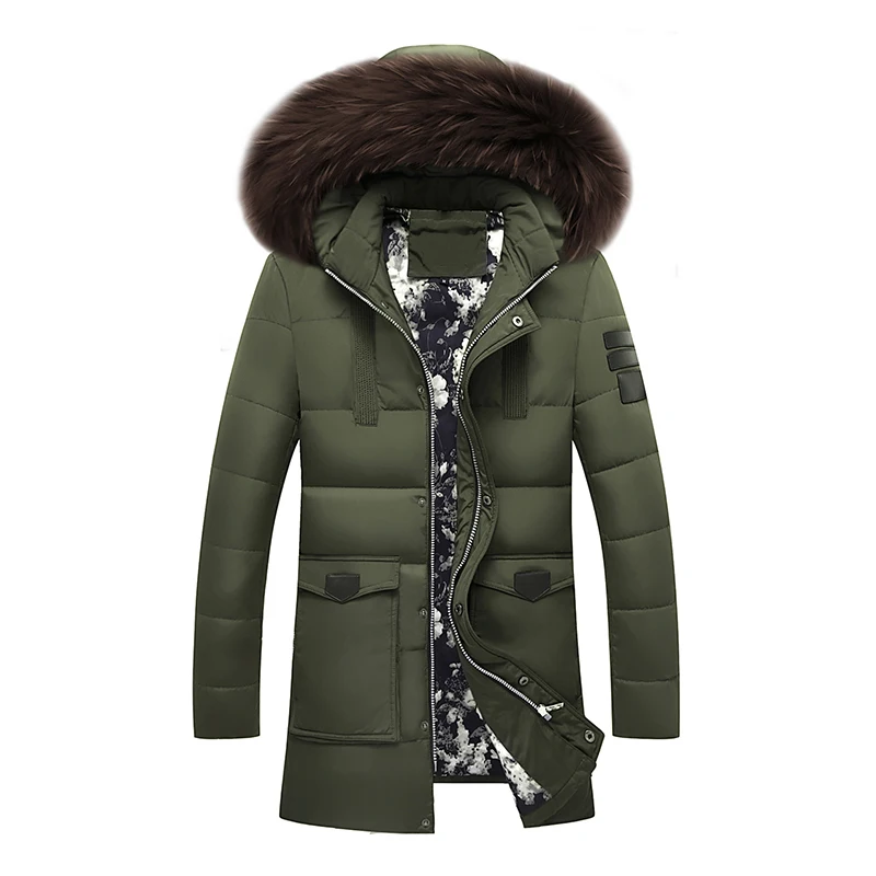 New brand down jacket 90%white duck down jacket coat winter warm coat casual men\'s down jacket natural fur collar hooded coat