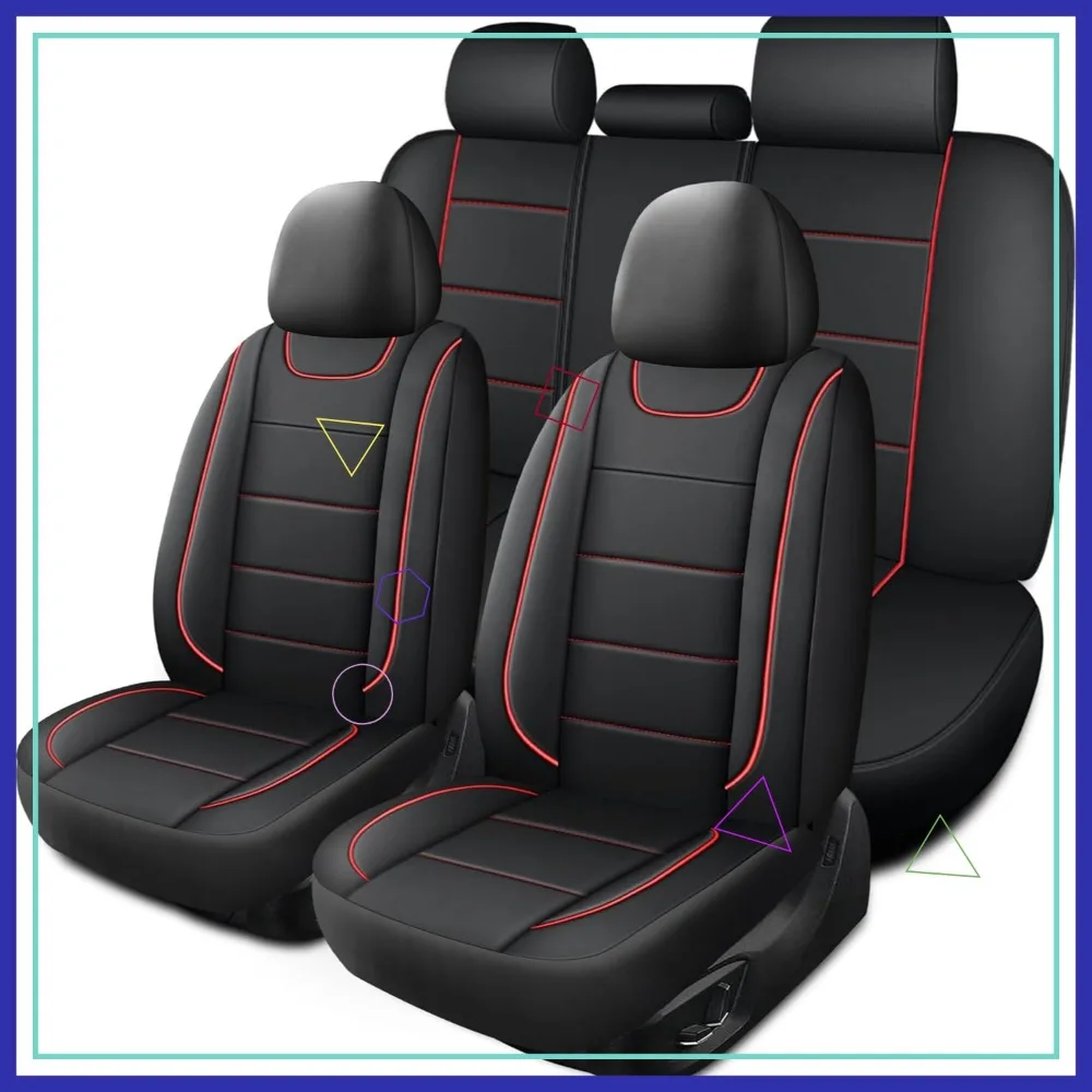 

Universal Waterproof Faux Leather Car Seat Covers Full Set, Airbag Compatible for SUVs Trucks Sedans