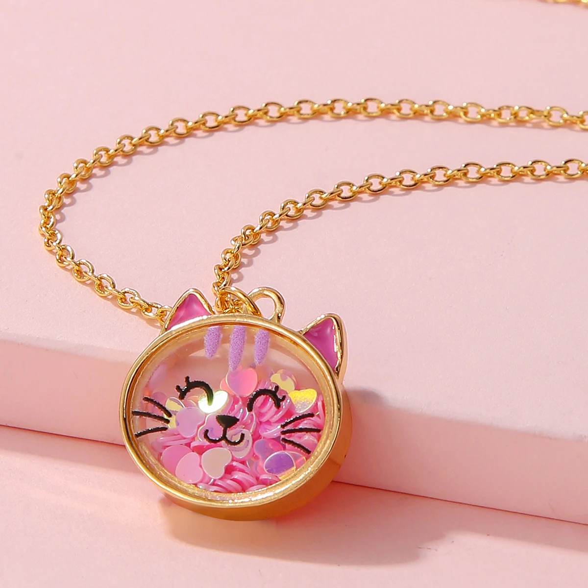 Cartoon süße Katze Frosch Bär Anhänger glänzende Mädchen Halskette 1-teilig Freund Geschenk Kinder Schmuck Mode-Accessoire – Detail 5