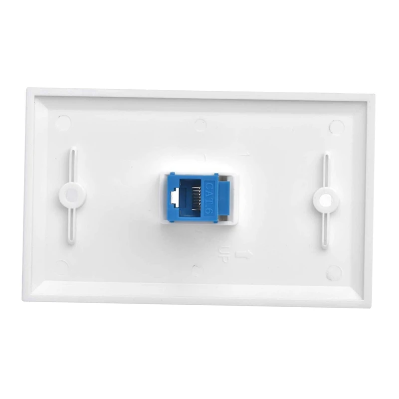5 Packs Cat6 Ethernet Wall Plate Outlet 1 Port RJ45 Network Female To Female Keystone Wall Coupler Jack Plate - Blue