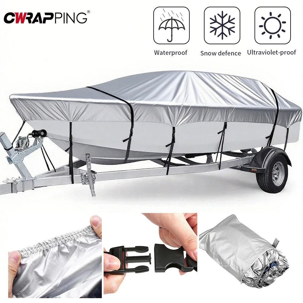 

Boat Cover Canvas Anti-UV Waterproof Heavy Duty Marine Protection Fishing Speedboat Outdoor Storage Boating Trips Accessories