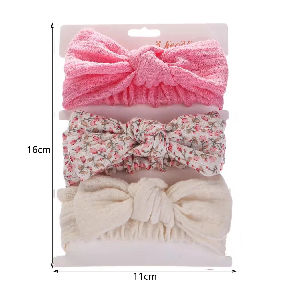 3-piece set of Muslim cotton and linen elastic headband, 3-piece set of baby rabbit ear headband, making girls look beautiful