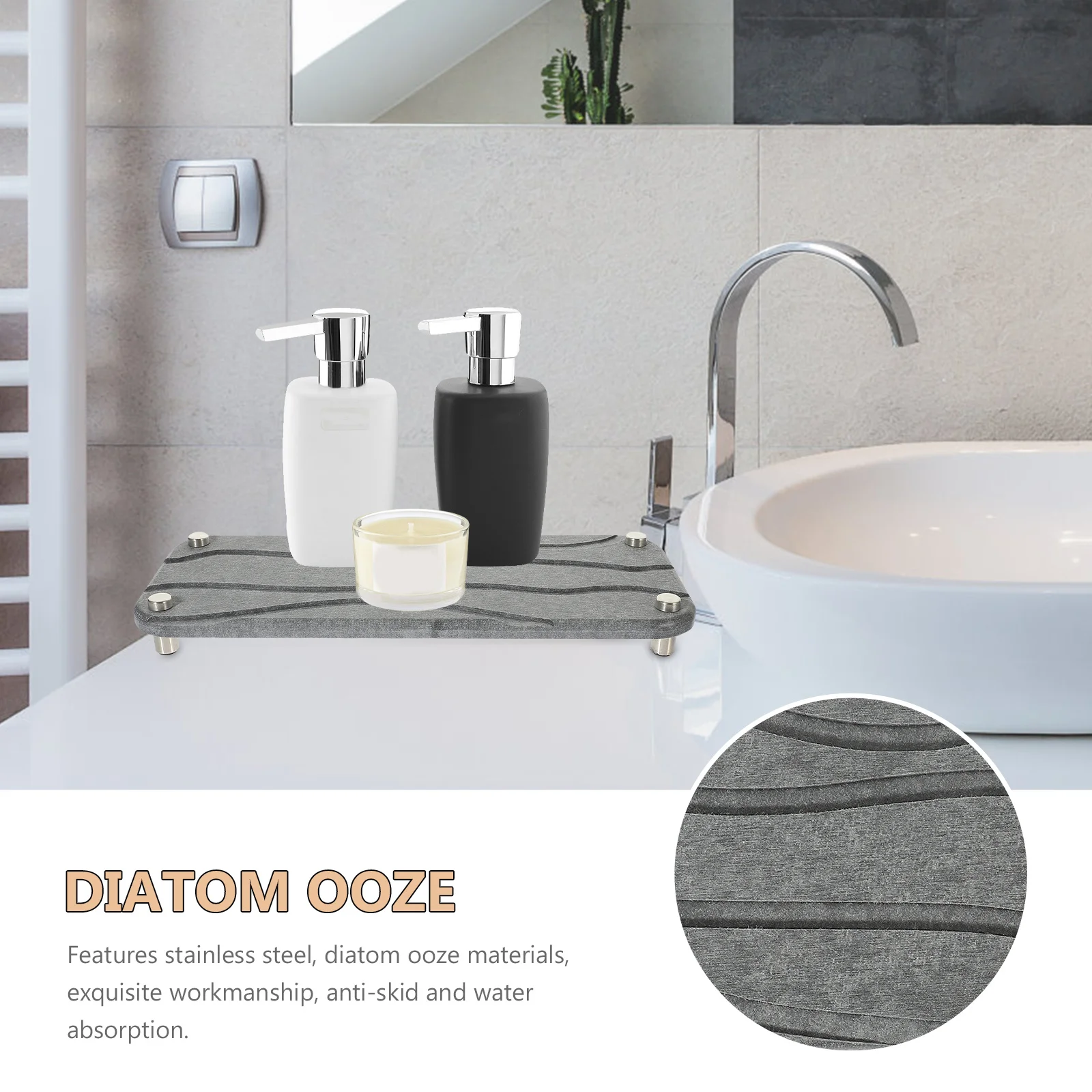 

Bathroom Sink Organizer Countertop Absorbent Mats Diatomite Drink Coasters Non-Slip Water Absorption Cup Pads Soap Dish Home