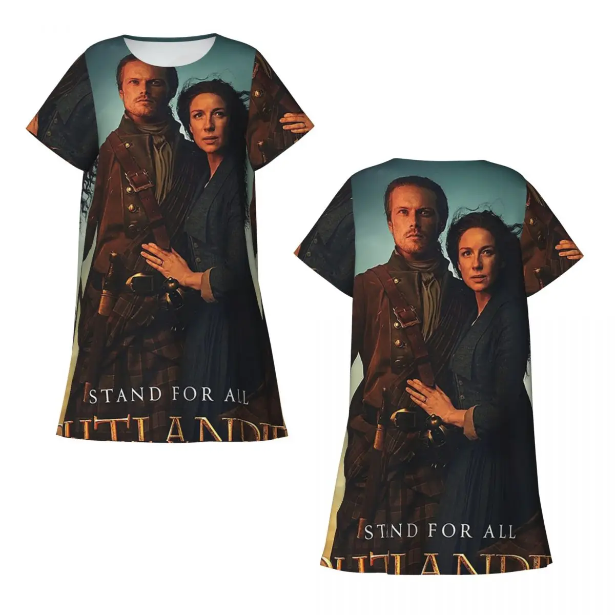 Custom Jamie Fraser Outlander Short Sleeves Nightdress For Sleeping Sleepshirts Women Short Sleeve Nightgowns Soft Pajama Dress