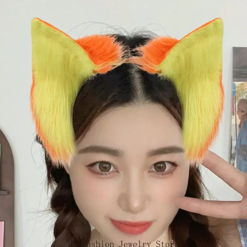 D0UB Diademas con orejas gato felpa Anime para Cosplay, disfraz Halloween, mujeres y adolescentes