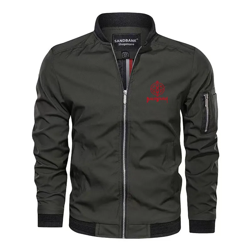 2024 Men's casual clothing new coat custom logo printed windproof men's jacket waterproof outdoor V-neck jacket outside pullover