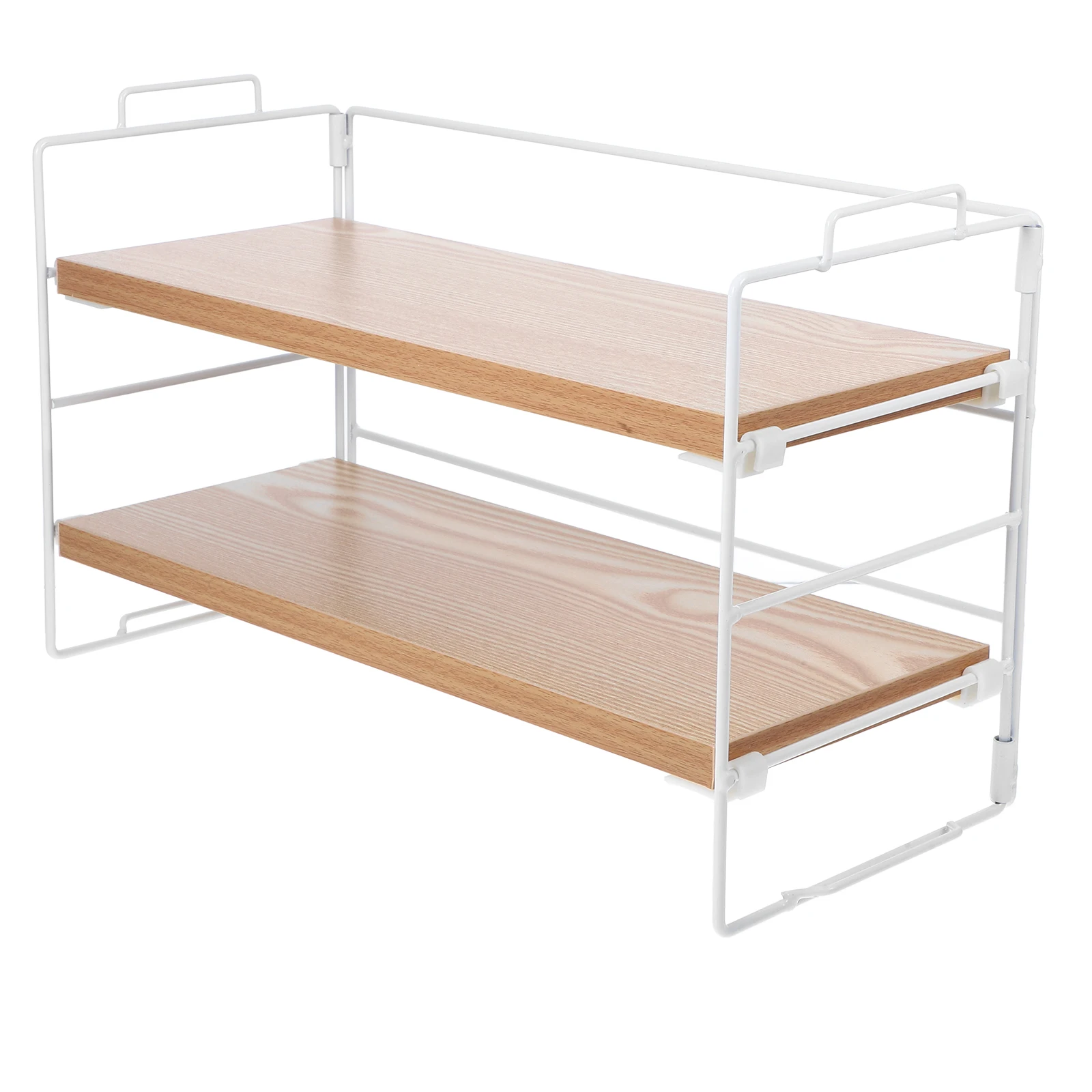 

Book Shelf Organizer for Desk Bathroom Toiletry Organizers 2 Tier Storage Rack Wood Corner Office Bedroom and