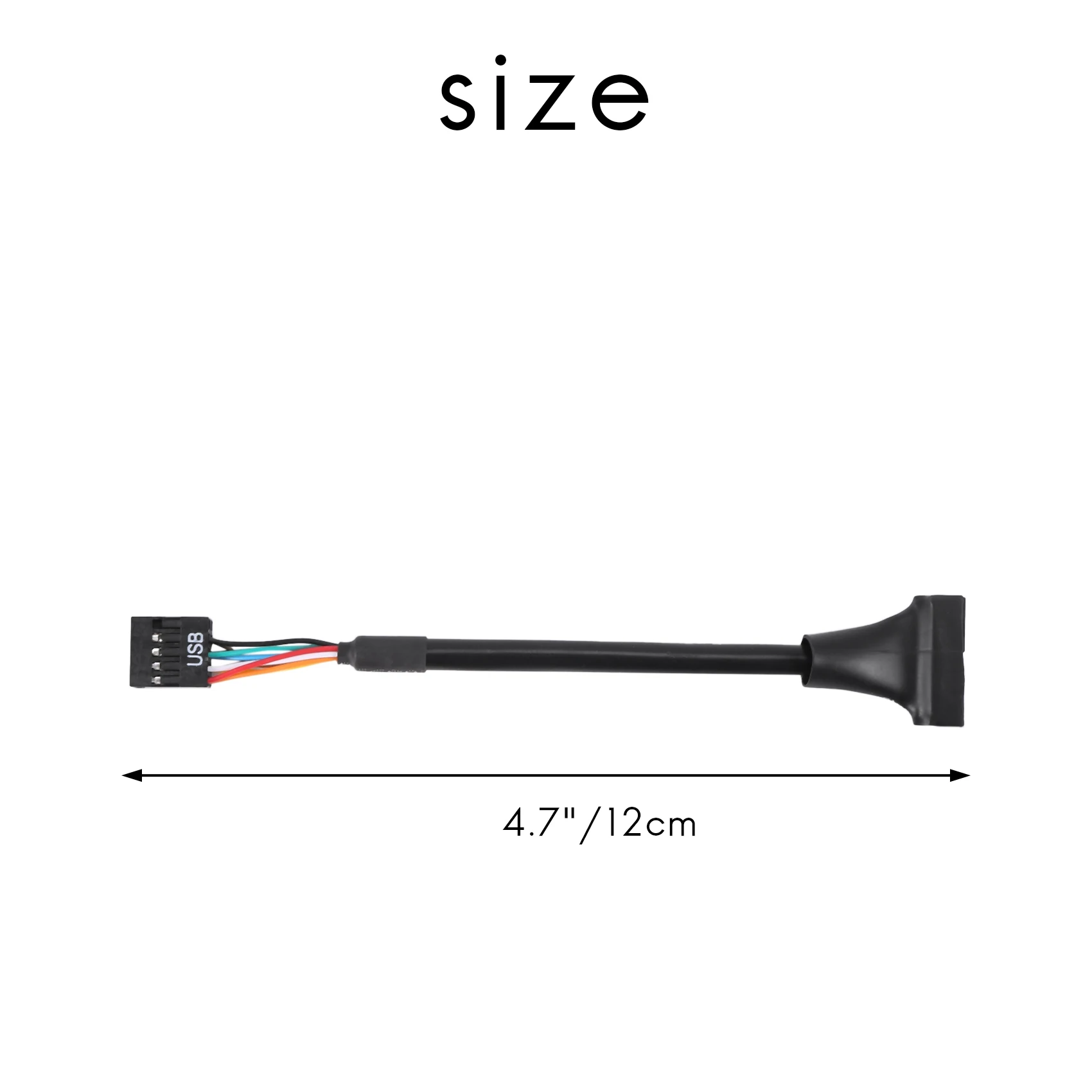 USB 9 دبوس أنثى إلى USB موصل محول كابل ذكر ، أسود