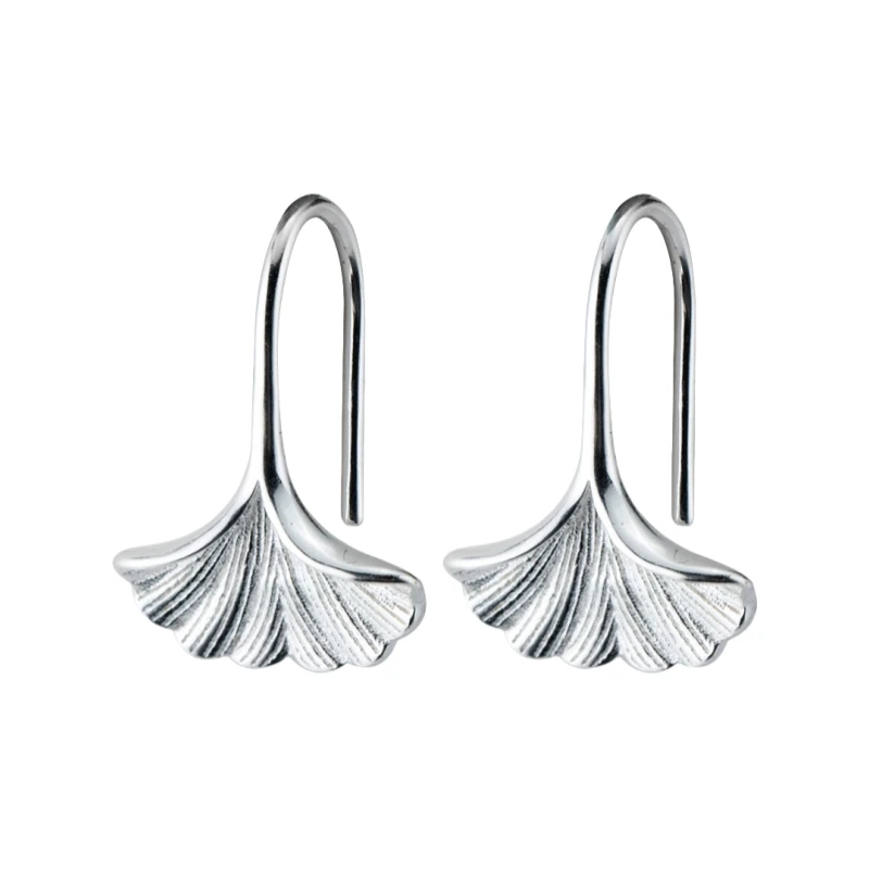 925 Sterling Silver Earrings For Women Sector Ginkgo Leaf Fine Jewelry Drop Earring High Quality Sweet Daily Gifts For Women