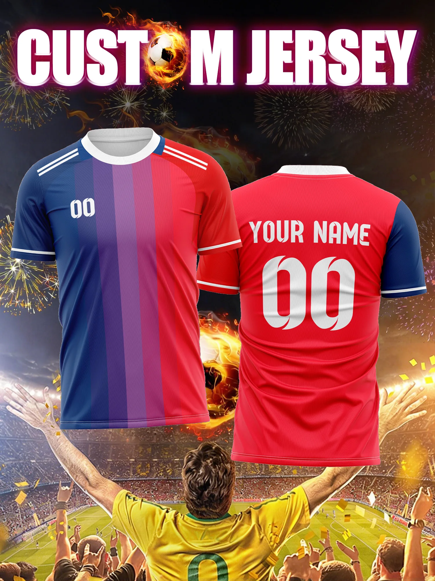 Custom Image Number Name Soccer Jersey,Dirt Stain Resistant Kit,Mark-Proof Light Outdoor Soccer Practice Apparel
