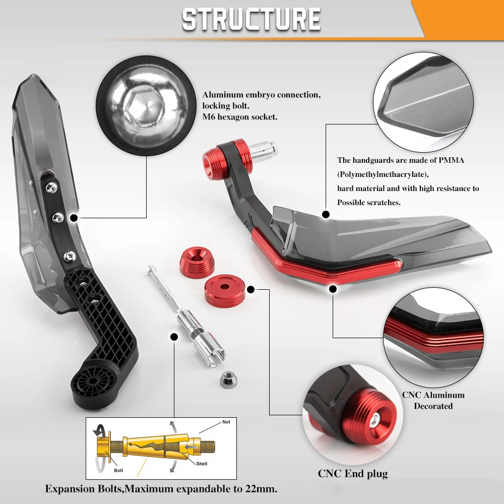 Protège-mains coupe-vent universel pour moto, bouclier de protection, équipement de protection, modification de motocross, 22mm