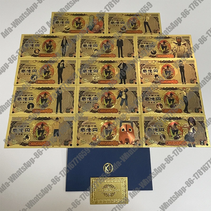 14 Designs We Have More Manga Japanese Classic Anime Chainsaw Man Denji 10000 Yen Gold Banknote for Childhood Memory Collection