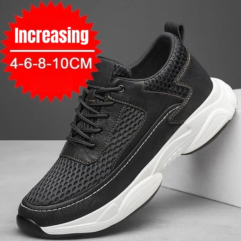 

PDEP Summer Height Increasing Shoes for Men Mesh Breathable Invisible Inner Lift 8CM Soft Casual Sport Sneakers Sapatos