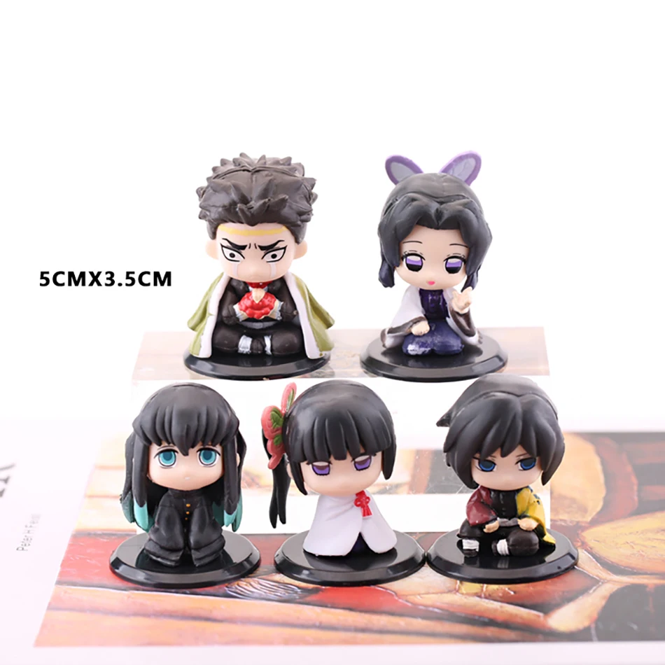 5 estilos/juego, versión Q sentada, muñeco fantasma Demon Slayer, Tanjiro Nidouzi Inosuke Zenizu, figura de acción, modelo de película, juguetes, muñecas