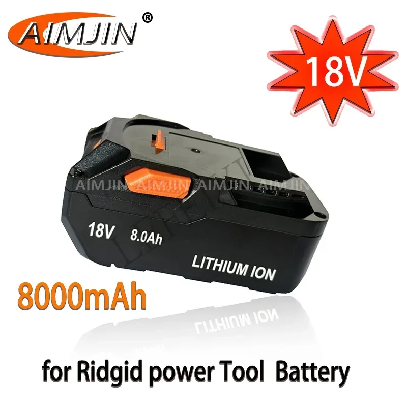 AIMJIN 8000mAh 18V Li-ion For RIDGID R840083 R840085 R840086 Rechargeable Power Tool Battery Series AEG Series Replace Battery