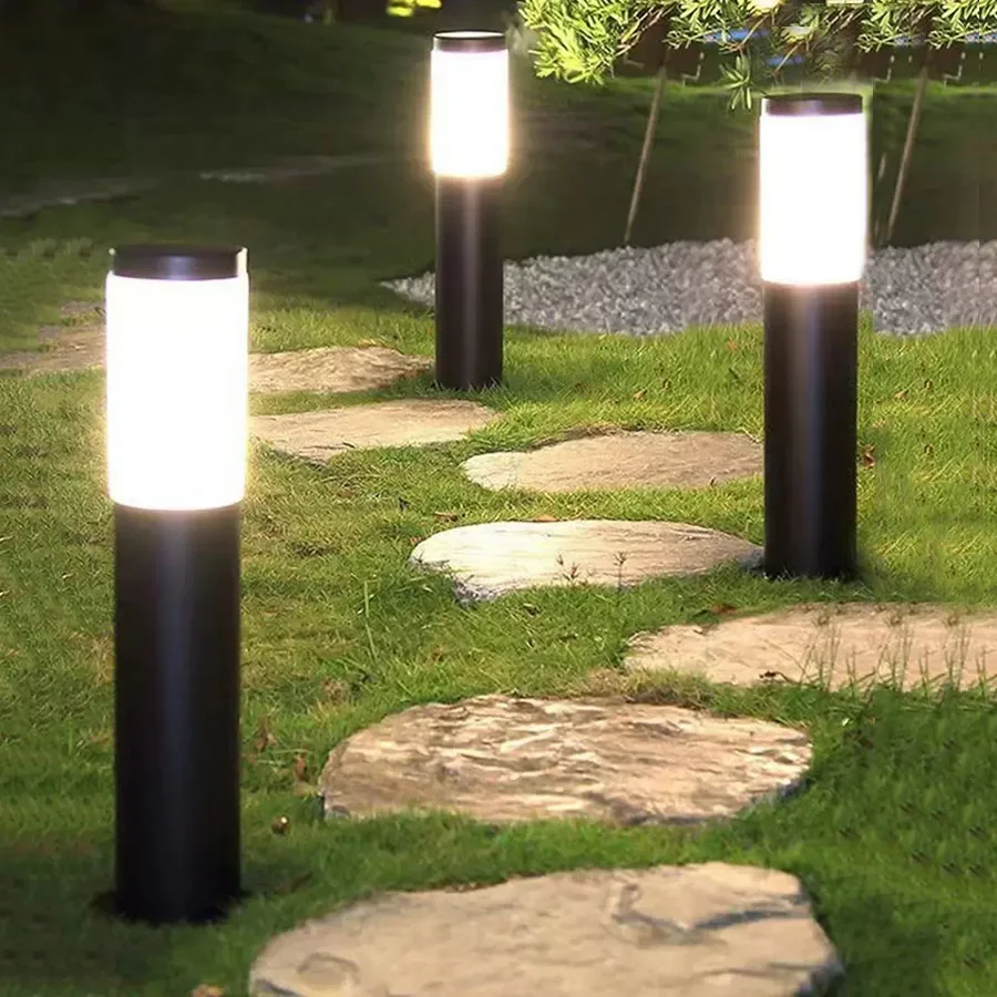 Imagem -04 - Lanterna ao ar Livre de Pathway Lawn Lâmpadas com Lâmpada E27 Grass Post Lamp Deck Paisagem do Jardim Bollards Iluminação Deck Aço Inoxidável